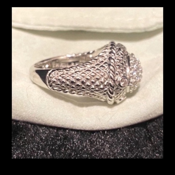 Judith Ripka Sterling WovenModern Dome Ring with Pave CZs Embellishments - Picture 4 of 5